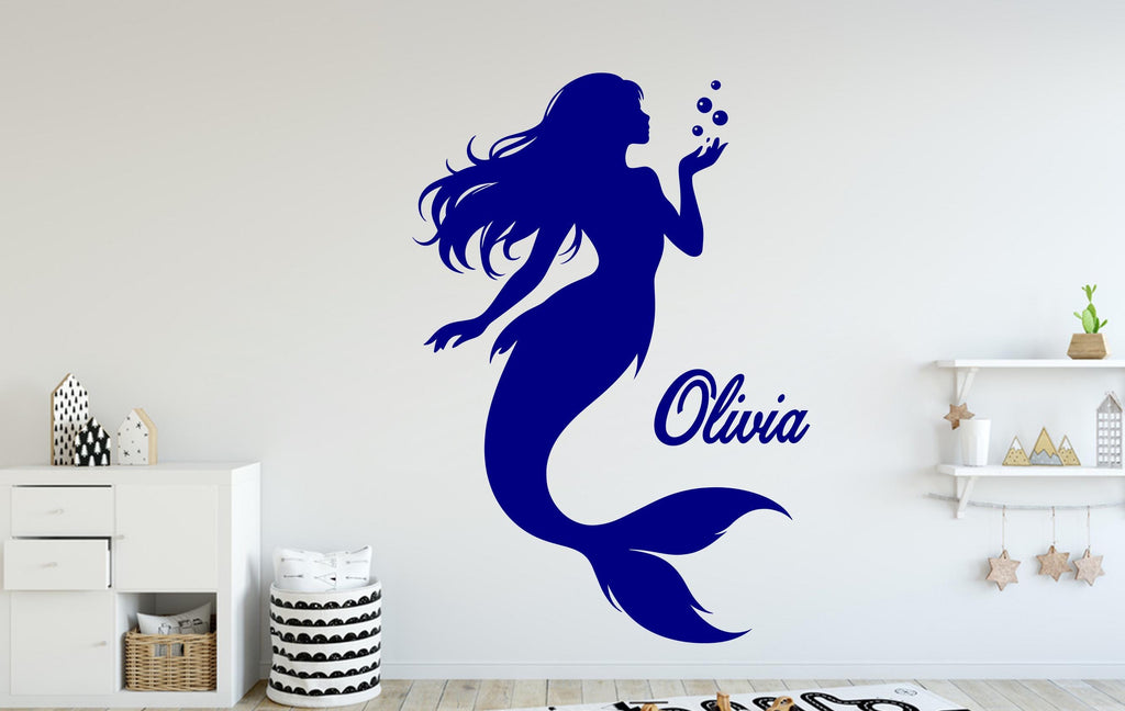 Mermaid Wall Decal - Girl Room Decor - Custom Name art