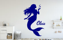 Load image into Gallery viewer, Mermaid Wall Decal - Girl Room Decor - Custom Name art