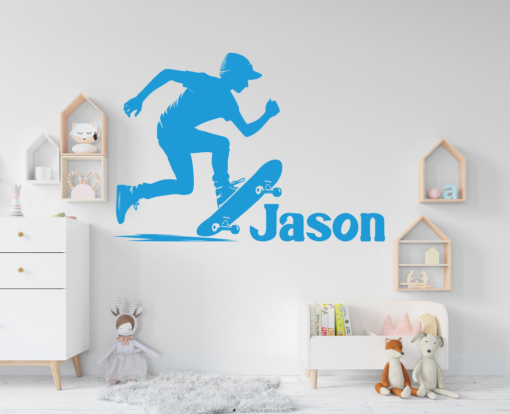 Wall Decal Skateboarder Skate Wall Art Stickers Skateboard Decals Skateboard Wall Stickers Kids Room Removable Home Decor Skate style 778LU
