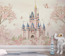 Load image into Gallery viewer, Luxury Fairytale Castle Wallpaper – Feminine Pastel Princess Wall Mural, Watercolor Medieval Castle, Blush &amp; Cream