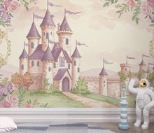 Load image into Gallery viewer, Luxury Fairytale Castle Wallpaper – Princess Wall Mural, Pastel Watercolor Castle