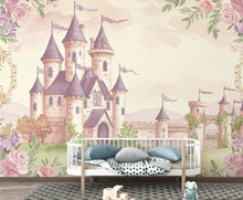 Load image into Gallery viewer, Luxury Fairytale Castle Wallpaper – Princess Wall Mural, Pastel Watercolor Castle