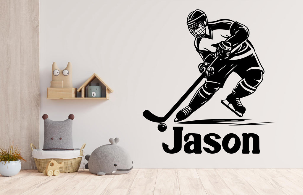 Hockey wall decor, Custom Wall Decal Sport Vinyl, Hockey stickers, Boys Passion, Hockey Wall Art, Wall Stickers, Kids Room 779LU
