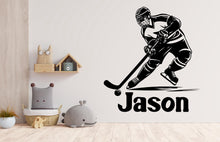 Load image into Gallery viewer, Hockey wall decor, Custom Wall Decal Sport Vinyl, Hockey stickers, Boys Passion, Hockey Wall Art, Wall Stickers, Kids Room 779LU