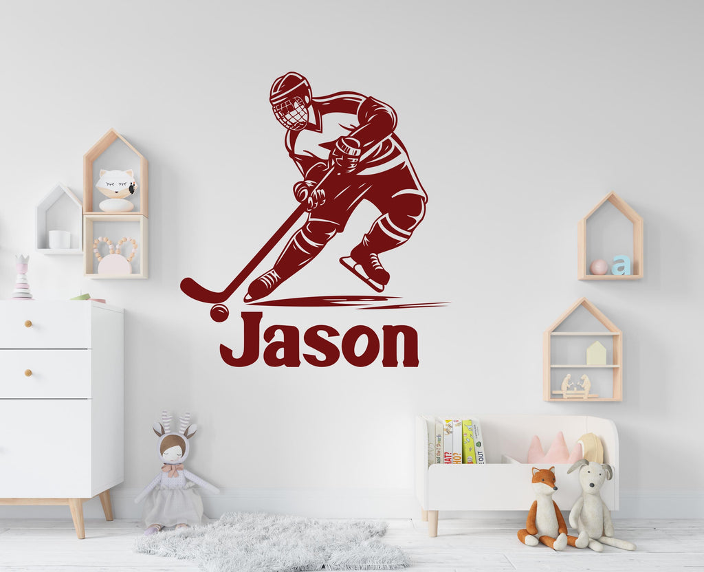 Hockey wall decor, Custom Wall Decal Sport Vinyl, Hockey stickers, Boys Passion, Hockey Wall Art, Wall Stickers, Kids Room 779LU