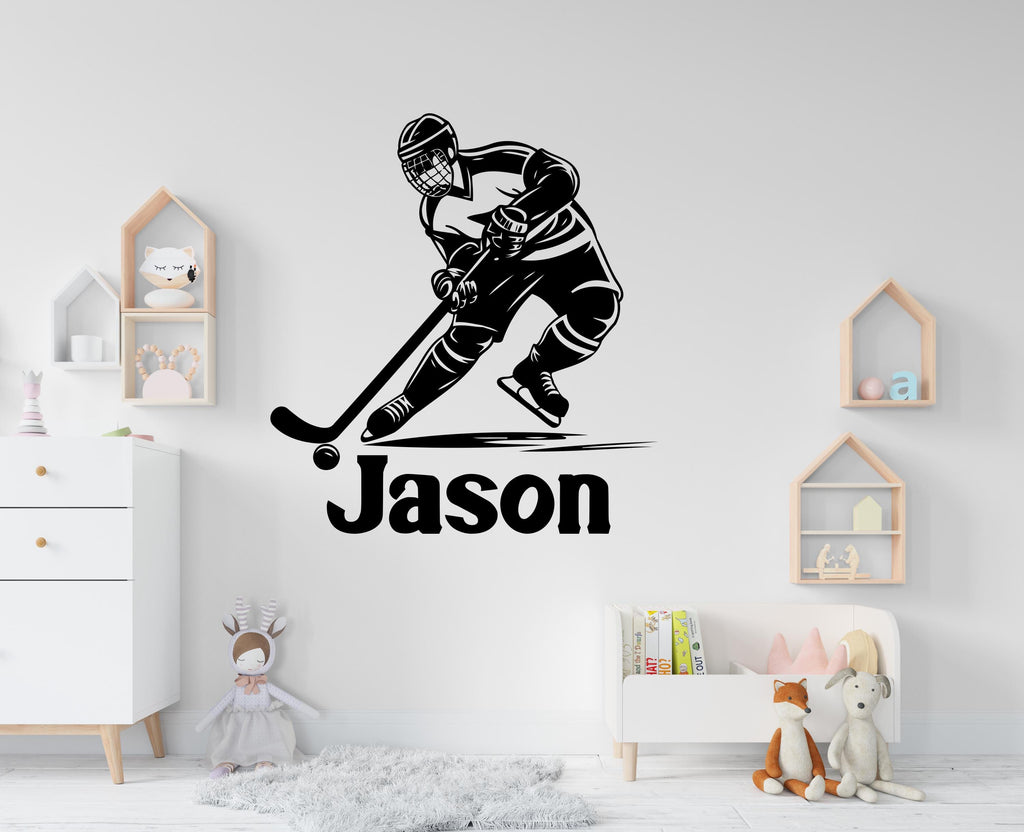 Hockey wall decor, Custom Wall Decal Sport Vinyl, Hockey stickers, Boys Passion, Hockey Wall Art, Wall Stickers, Kids Room 779LU