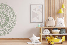Load image into Gallery viewer, Half Mandala Wall Decal, Sacred Geometry Wall Sticker, Minimalist Mandala Wall Art, Boho Bedroom Decor, Peel And Stick Mandala Decal 781LU