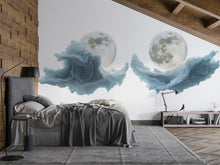 Load image into Gallery viewer, Blue Moon Cloud Wall Decal Sticker | Dreamy Celestial Wall Art | Abstract Moon Wall Decor | Modern Bedroom Wall Mural | Peel And Stick Wall