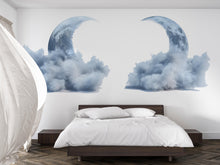 Load image into Gallery viewer, Moon Cloud Wall Decal Sticker | Large Celestial Moon Wall Art | Dreamy Bedroom Wall Decor | Nursery Moon Wall Mural | Peel And Stick sky