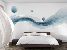 Load image into Gallery viewer, Abstract Wave Wall Decal Sticker | Modern Blue Flowing Line Wall Art | Minimalist Bedroom Wall Mural | Contemporary Peel And Stick Wall