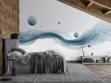 Load image into Gallery viewer, Abstract Wave Wall Decal Sticker | Modern Blue Flowing Line Wall Art | Minimalist Bedroom Wall Mural | Contemporary Peel And Stick Wall