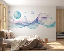 Load image into Gallery viewer, Abstract Wave Bubble Wall Decal | Modern Blue Purple Flow Wall Sticker | Minimalist Bedroom Wall Art | Contemporary Peel And Stick Mural