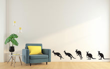 Load image into Gallery viewer, Kangaroo Wall Decal Set – Australian Animal Silhouette Art, Modern Wildlife Vinyl Sticker, Minimal Wall Decor, Kangaroo Wall Sticker 753LU