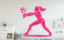 Load image into Gallery viewer, Volleyball Girl Wall Decal, Volleyball Wall sticker, Volley Girl Volleyball wall art Kids room Decal