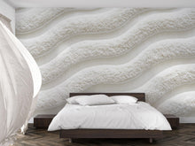 Load image into Gallery viewer, Luxury Textured Wave Wallpaper Wall Decal Cream 3D Plush Effect Accent Wall Mural Neutral Modern Bedroom Decor Soft Sculpted Wall Sticker