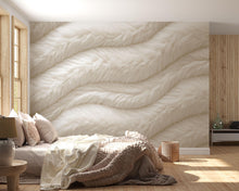 Load image into Gallery viewer, Luxury Faux Fur Wave Wallpaper Wall Decal 3D Textured Cream Mural Plush Accent Wall Neutral Bedroom Decor Modern Soft Statement Wallpaper