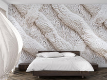 Load image into Gallery viewer, Chunky Knit Wallpaper Wall Decal 3D Cable Knit Texture Mural Cozy Neutral Bedroom Accent Wall Scandinavian Modern Soft Sweater Wallpaper