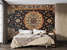 Load image into Gallery viewer, Persian Rug Wallpaper Wall Decal Vintage Oriental Carpet Mural Navy Boho Bedroom Accent Wall Art Traditional Medallion Statement Wallpaper