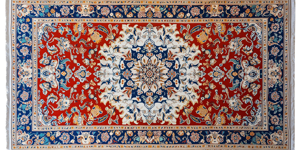 Red Persian Rug Wallpaper Wall Decal Oriental Medallion Mural Boho Vintage Accent Wall Art Traditional Carpet Bedroom Statement Wallpaper