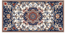 Load image into Gallery viewer, Blue Persian Rug Wallpaper Wall Decal Oriental Medallion Mural Boho Vintage Accent Wall Art Traditional Carpet Statement Wallpaper