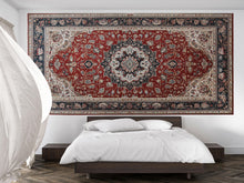 Load image into Gallery viewer, Dark Persian Rug Wallpaper Wall Decal Vintage Oriental Carpet Mural Red Medallion Moody Accent Wall Traditional Statement Wallpaper