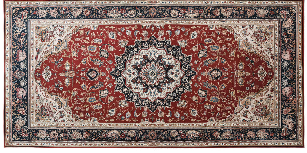 Dark Persian Rug Wallpaper Wall Decal Vintage Oriental Carpet Mural Red Medallion Moody Accent Wall Traditional Statement Wallpaper