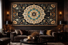 Load image into Gallery viewer, Navy Blue And Gold Mandala Wallpaper Large Persian Style Wall Decal Boho Floral Mural Peel And Stick Wallpaper Luxury Living Room Wall Art