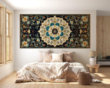 Load image into Gallery viewer, Navy Blue And Gold Mandala Wallpaper Large Persian Style Wall Decal Boho Floral Mural Peel And Stick Wallpaper Luxury Living Room Wall Art