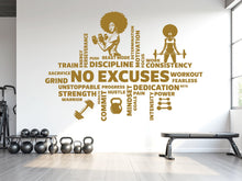 Load image into Gallery viewer, No Excuses Workout Vinyl Gym Wall Decal, Inspirational Words, Gym Decal, Fitness Collage, Gym Wall Art Gym Wall Decor Motivational Art 782LU