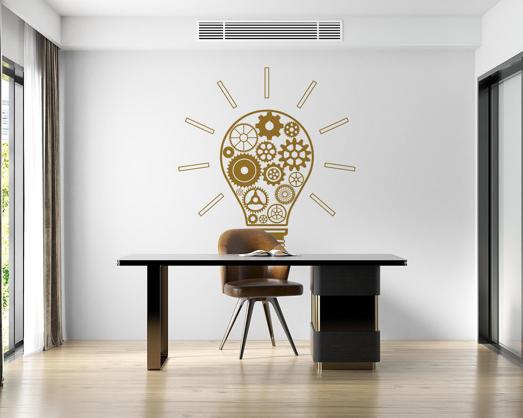 Office Wall Decal Idea Teamwork Business Worker Inspire, Lightbulb Technology Office Decoration Motivation Stickers Mural Unique Gift 755LU