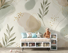 Load image into Gallery viewer, Abstract Botanical Wall Art, Neutral Watercolor Leaves Print, Sage Green Beige Modern Boho Art, Minimal Nature Wall Decor