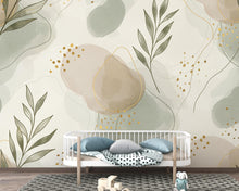 Load image into Gallery viewer, Abstract Botanical Wall Art, Neutral Watercolor Leaves Print, Sage Green Beige Modern Boho Art, Minimal Nature Wall Decor