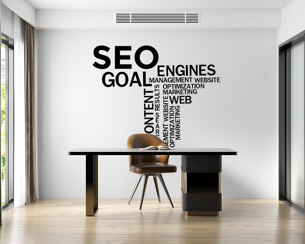 Seo word cloud Wall Decal, Technology Vinyl Wall Art Decal, Office Wall Decor, Business Software Wall Sticker, Computer Decor Office 756LU