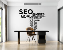 Load image into Gallery viewer, Seo word cloud Wall Decal, Technology Vinyl Wall Art Decal, Office Wall Decor, Business Software Wall Sticker, Computer Decor Office 756LU