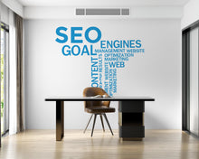 Load image into Gallery viewer, Seo word cloud Wall Decal, Technology Vinyl Wall Art Decal, Office Wall Decor, Business Software Wall Sticker, Computer Decor Office 756LU