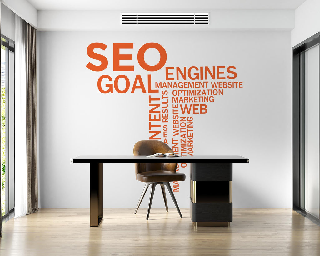 Seo word cloud Wall Decal, Technology Vinyl Wall Art Decal, Office Wall Decor, Business Software Wall Sticker, Computer Decor Office 756LU