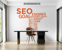 Load image into Gallery viewer, Seo word cloud Wall Decal, Technology Vinyl Wall Art Decal, Office Wall Decor, Business Software Wall Sticker, Computer Decor Office 756LU