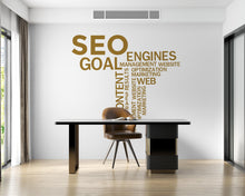 Load image into Gallery viewer, Seo word cloud Wall Decal, Technology Vinyl Wall Art Decal, Office Wall Decor, Business Software Wall Sticker, Computer Decor Office 756LU
