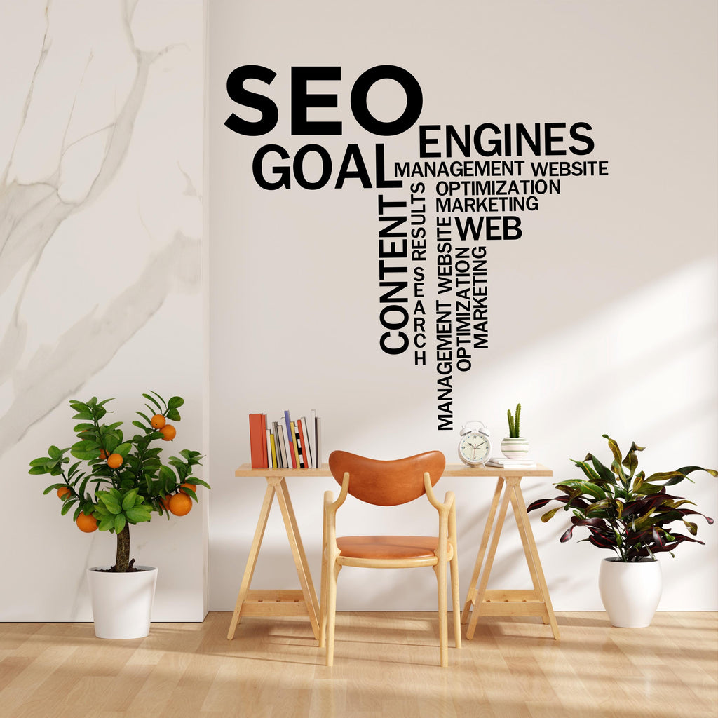 Seo word cloud Wall Decal, Technology Vinyl Wall Art Decal, Office Wall Decor, Business Software Wall Sticker, Computer Decor Office 756LU