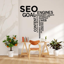 Load image into Gallery viewer, Seo word cloud Wall Decal, Technology Vinyl Wall Art Decal, Office Wall Decor, Business Software Wall Sticker, Computer Decor Office 756LU