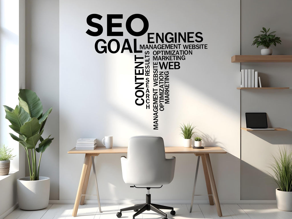 Seo word cloud Wall Decal, Technology Vinyl Wall Art Decal, Office Wall Decor, Business Software Wall Sticker, Computer Decor Office 756LU
