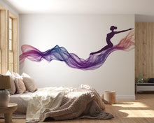 Load image into Gallery viewer, Ballerina Wall Decal Abstract Dance Wall Sticker | Purple Flowing Wave Wall Art | Modern Bedroom Wall Decor | Elegant Peel And Stick Mural
