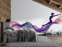 Load image into Gallery viewer, Ballerina Wall Decal Abstract Dance Wall Sticker | Purple Flowing Wave Wall Art | Modern Bedroom Wall Decor | Elegant Peel And Stick Mural