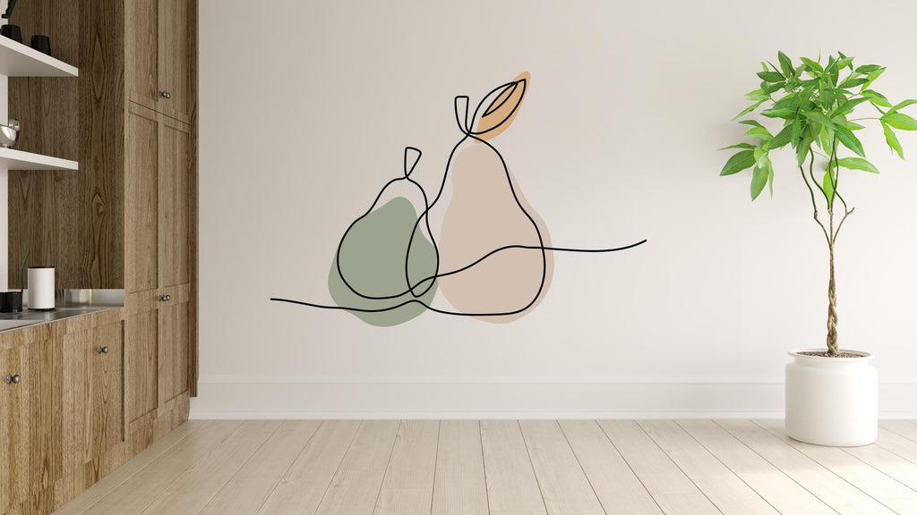 Minimalist Pear Wall Decal, Abstract Line Art Fruit Sticker, Kitchen Boho Theme Decor, Boho Wall Decal, Kitchen Stickers Wall Decal 786LU