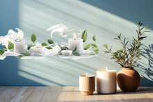 Load image into Gallery viewer, Candle Wall Decal With Leaves | Spa Wall Sticker | Zen Bedroom Wall Art | Relaxing Bathroom Decor | Meditation Wall Mural | Peel And Stick