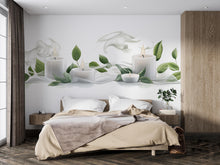 Load image into Gallery viewer, Candle Wall Decal With Leaves | Spa Wall Sticker | Zen Bedroom Wall Art | Relaxing Bathroom Decor | Meditation Wall Mural | Peel And Stick