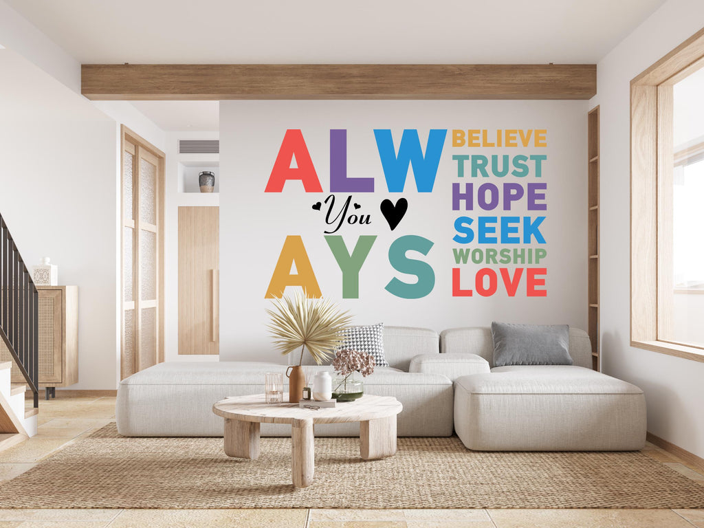 Always You Believe Trust Hope wall decal Motivational Inspirational Wall Decal Sticker Office Wall Decal Women eyelashes Beauty