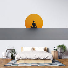 Load image into Gallery viewer, Meditation Sun Wall Decal | Minimalist Yoga Wall Sticker | Zen Silhouette Wall Art | Spiritual Bedroom Decor | Calm Meditation Room Wall