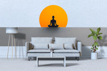 Load image into Gallery viewer, Meditation Sun Wall Decal | Minimalist Yoga Wall Sticker | Zen Silhouette Wall Art | Spiritual Bedroom Decor | Calm Meditation Room Wall