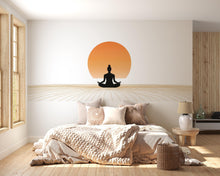 Load image into Gallery viewer, Meditation Sun Horizon Wall Decal | Minimalist Yoga Wall Sticker | Zen Sunset Silhouette Wall Art | Spiritual Bedroom Decor